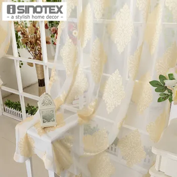 

Window Curtain Yellow Floral Luxury Printed Tulle Fabric For Curtains Home Decoration Living Room Sheer Curtains 1 PCS/lot