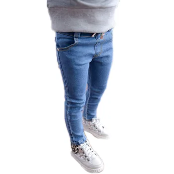 

Elastic Drawstring Girls Jeans Blue Solid Denim Pants Girls Trousers Girl Clothes Girls Jeans Elastic Autumn Casual Skinny Pants