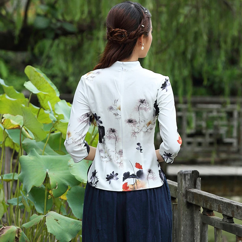 Camisetas Mujer китайский стиль футболка женская винтажная вышивка Цветочный Стенд элегантный Harajuku этнический плюс размер 4XL Новинка
