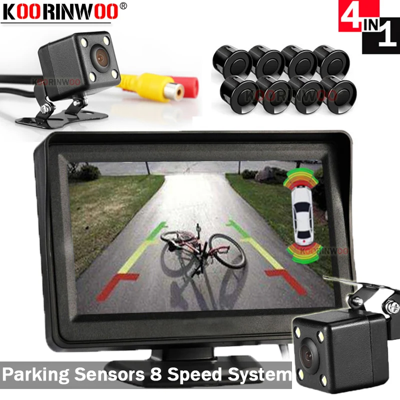 

Koorinwoo 2019 Latest Speed OBD System OPS Car Parking Sensor Rear Front Camera With Screen 4.3inch TFT LCD Parking Assistance