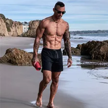 Мужские шорты для бега 2 в 1, Короткие штаны для тренажерного зала, фитнеса, бодибилдинга, тренировки, быстросохнущие пляжные шорты, мужская летняя спортивная одежда