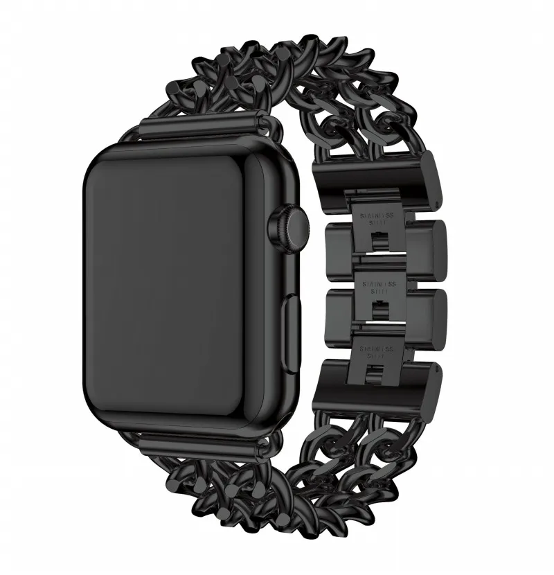 Ремешок для Apple Watch 44 мм 42 мм 40 мм 38 мм сменный ремешок из нержавеющей стали браслет для iwatch serise 5 1 2 3 4 - Цвет ремешка: black