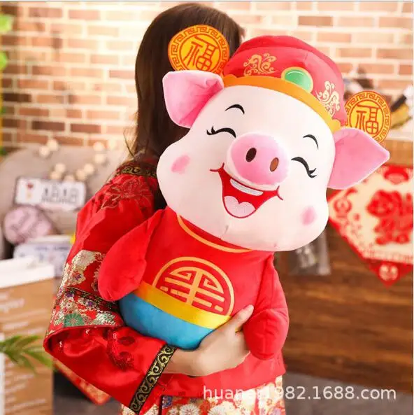 2019 new Chinese style Fortuna pig doll pillow cute plush toys wholesale doll birthday gift