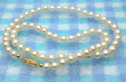 

Free Shipping >>>>> Genuine 6-6.5mm AAA+ round white akoya pearls necklace solid 14k yellow gold 18