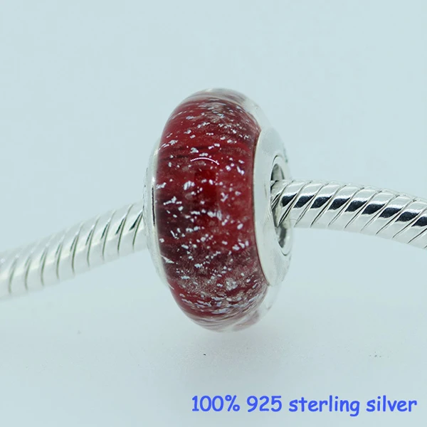 Snow White Glass Beads 925 Sterling Silver Charm DIY Jewelry Fits European Style Original Bracelets Necklaces