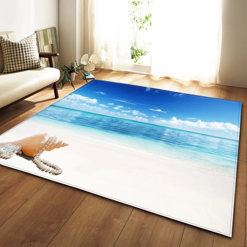 Пляж с принтом в виде пейзажа 3D ковры для гостиной спальни области кухонные Половики чайный столик ванная комната противоскользящие маты Прихожая мягкий ковер