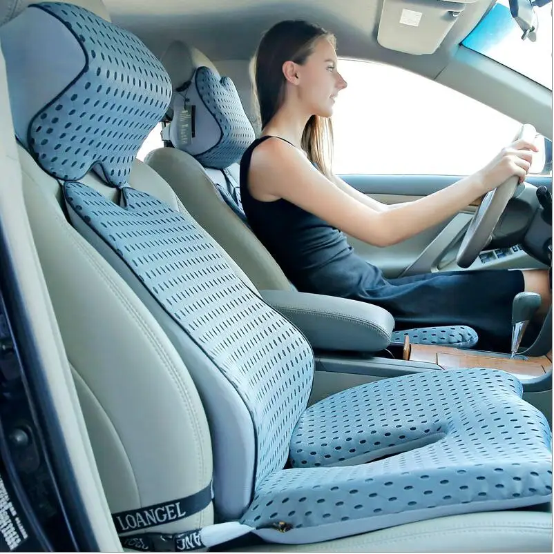 High Quality Car Cushion Set Memory Foam Car Lumbar Support Set Back Lumbar Neck Pillow Seat
