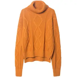 Зимний свитер для женщин High End Женский кашемировый свитер толстый твист вязаный 2018, Новая мода Высокий воротник теплые пуловеры для