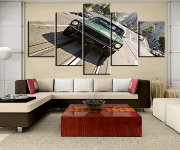 

5 Pieces HD Printed Print Picture Poster Bullitt Car For Modern Decorative Bedroom Living Room Home Wall Art Decor Framed
