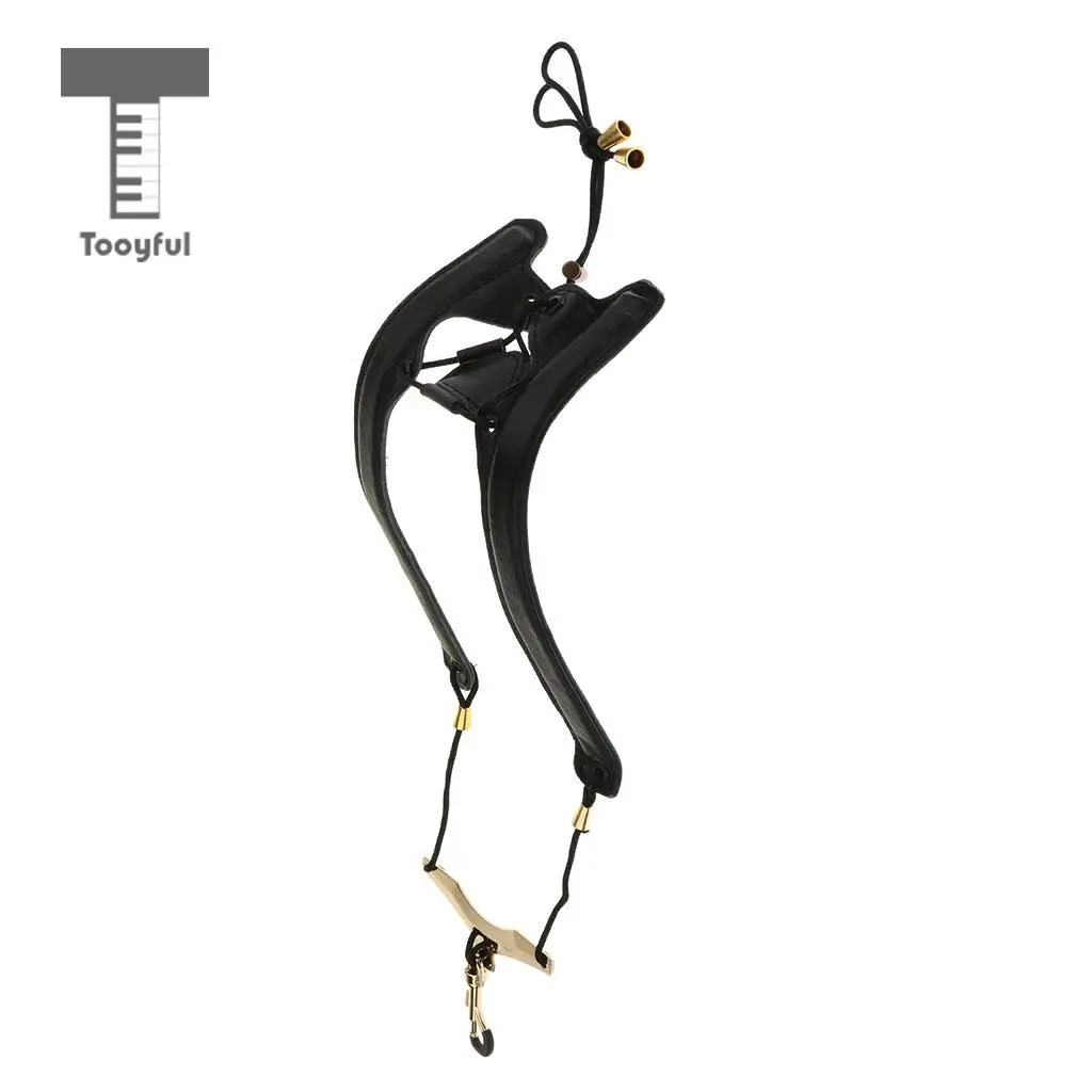 Black/Brown Adjustable Leather Saxophone Shoulder Neck Strap Width 24mm