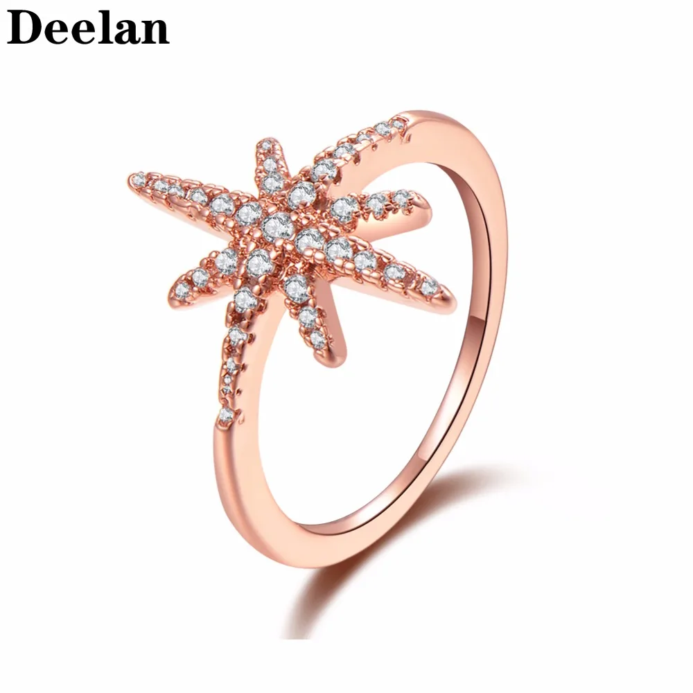 DEELAN очаровательные кольца для женщин модное розовое золото кристалл