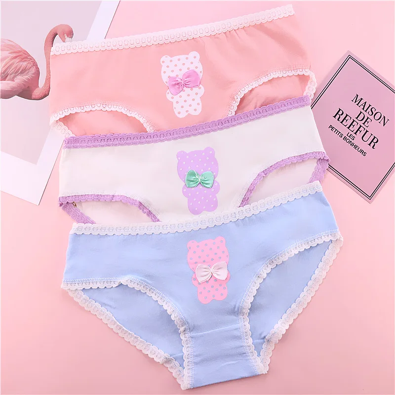 

TWTZQ Cute Bear Girls Briefs Panties for Women Bowknot Cotton Lingerie Female Panty Ladies Underwear Women Panty Z3NK092