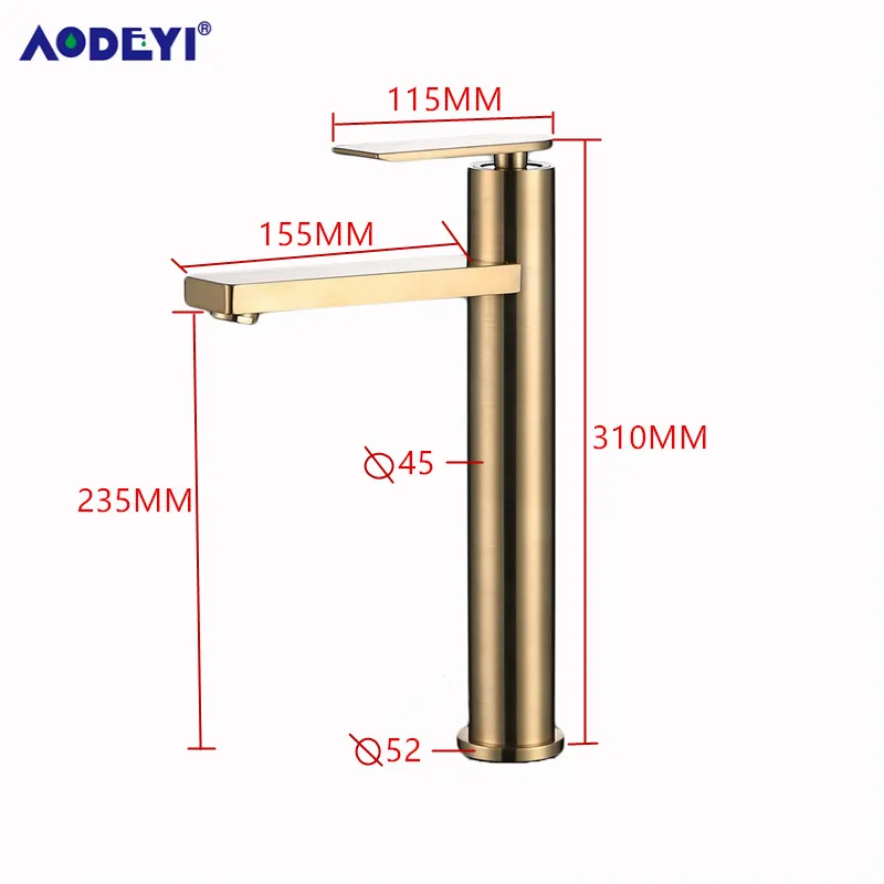 Смеситель для ванной комнаты, Твердый латунный кран для раковины, смеситель для холодной и горячей воды, кран для раковины с одной ручкой на бортике, матовый золотой