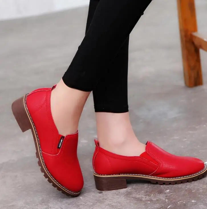 Прямая поставка; Новинка года; стильная женская обувь на плоской подошве; Туфли-оксфорды с круглым носком; женская обувь из искусственной кожи bullock; - Цвет: Красный
