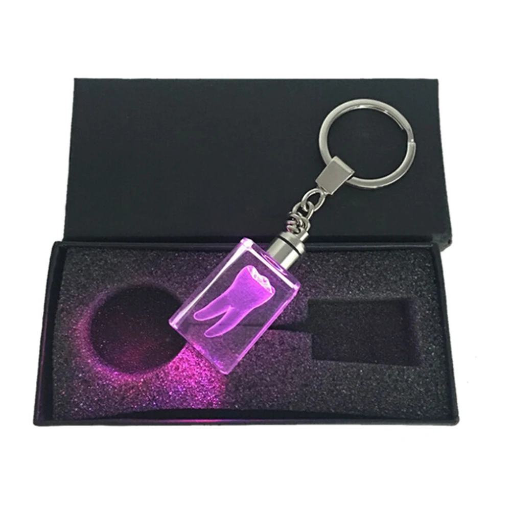 

Christmas Halloween Crystal Tooth Colorful LED Light Pendant Glowing Keychain Character Keyring Hanging ornament