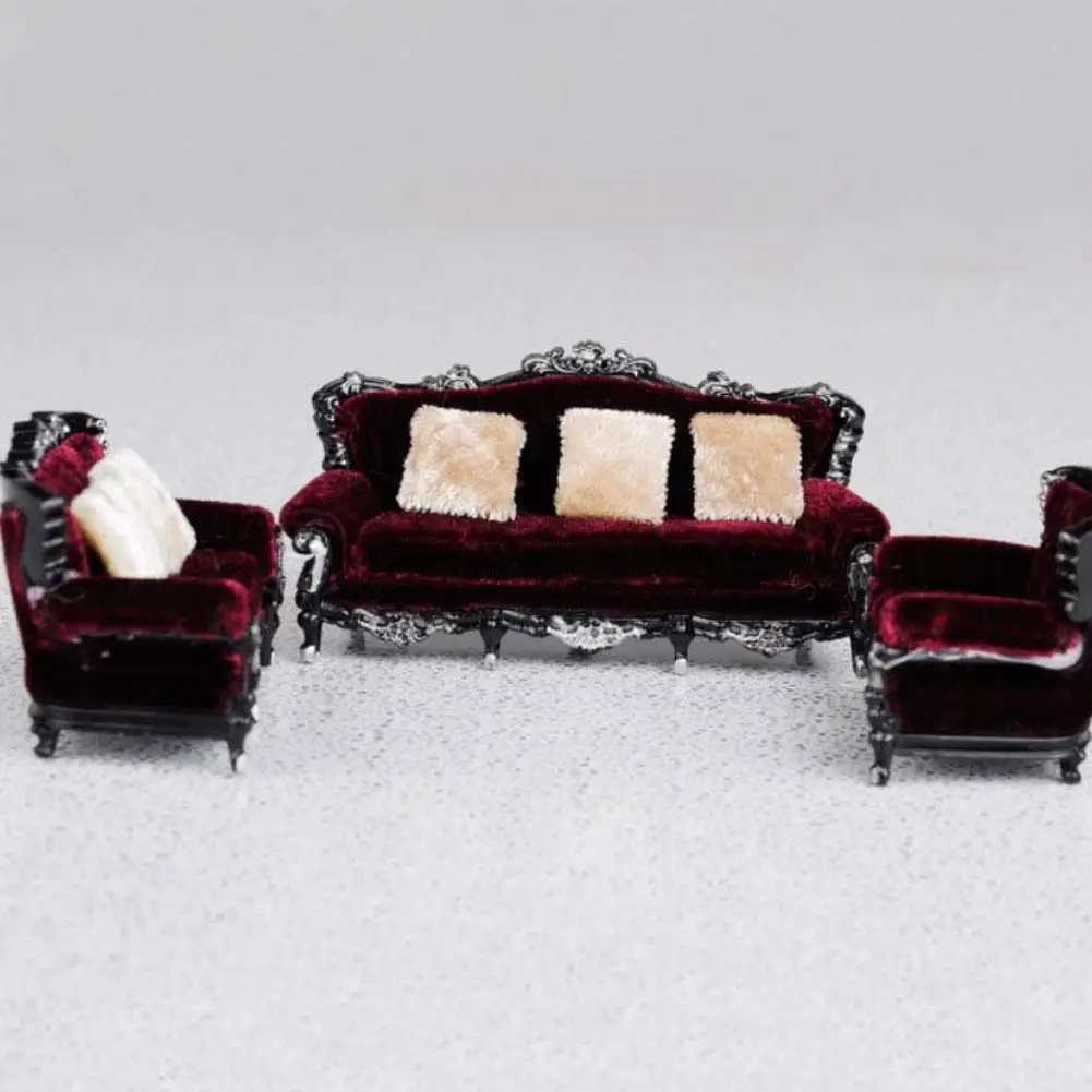 

1/25 Scale Miniature Furniture Fabric Doll House European Sofa Set And Chair Set Mini Dollhouse Furniture Doll Dolls House