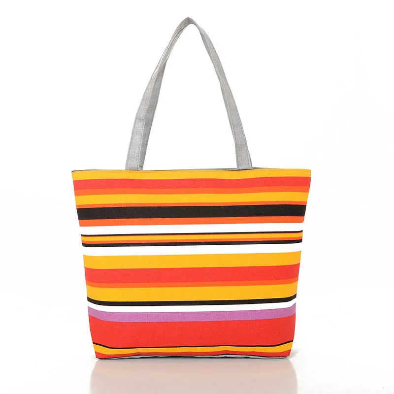 Mara's Dream, парусиновая сумка-шоппер, полосатые радужные принты, пляжные сумки, тоут для женщин, девушек, сумка на плечо, повседневная сумка для покупок - Цвет: C
