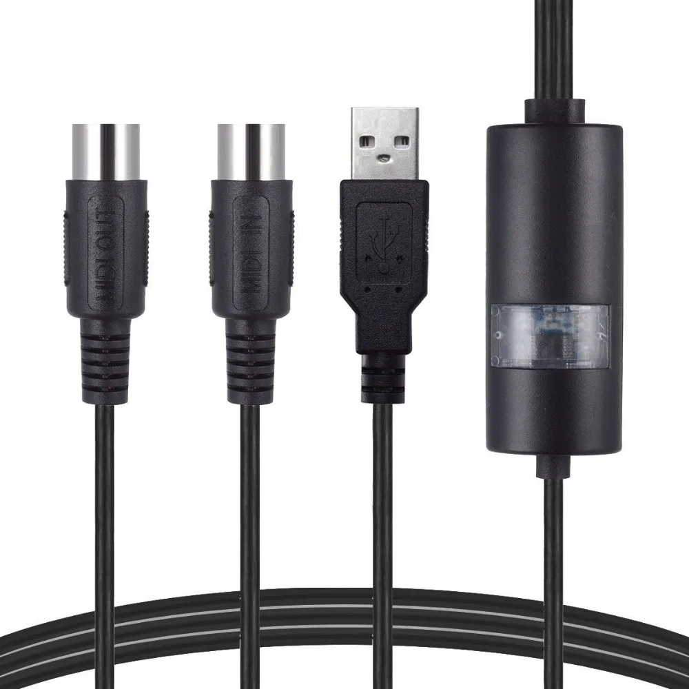 

USB IN-OUT MIDI Cable Converter, Professional PC/ Laptop/ Mac to Music Keyboard Adapter Cord for Home Music