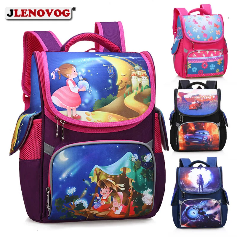 

Children Orthopedic Schoolbag Primary Students Carton School Bag Illustration Floral Printing Backpack for Boys Girls Mochila