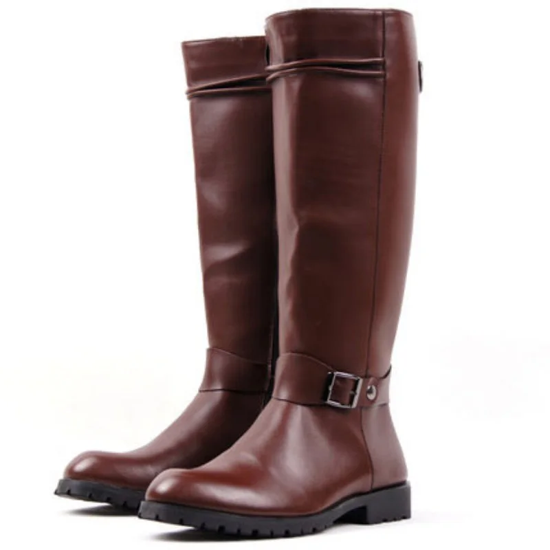 Mens-Buckle-Vintage-Brogue-Leather-Long-Zip-Knee-High-Riding-Boots-Shoes-brown-New-Stylish-For(5)