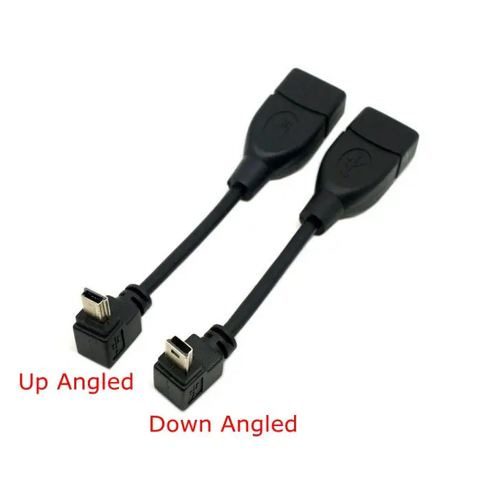 CY  2pcs GPS Mini USB 5Pin 90D down angled male to Female extension cable 0.2m 