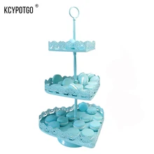 KCYPOTGO 3 уровня/2 уровня в форме сердца металлическая подставка для кексов для послеобеденного чая/свадьбы, стаканчики для кексов, булочек подставка для торта лоток(синий