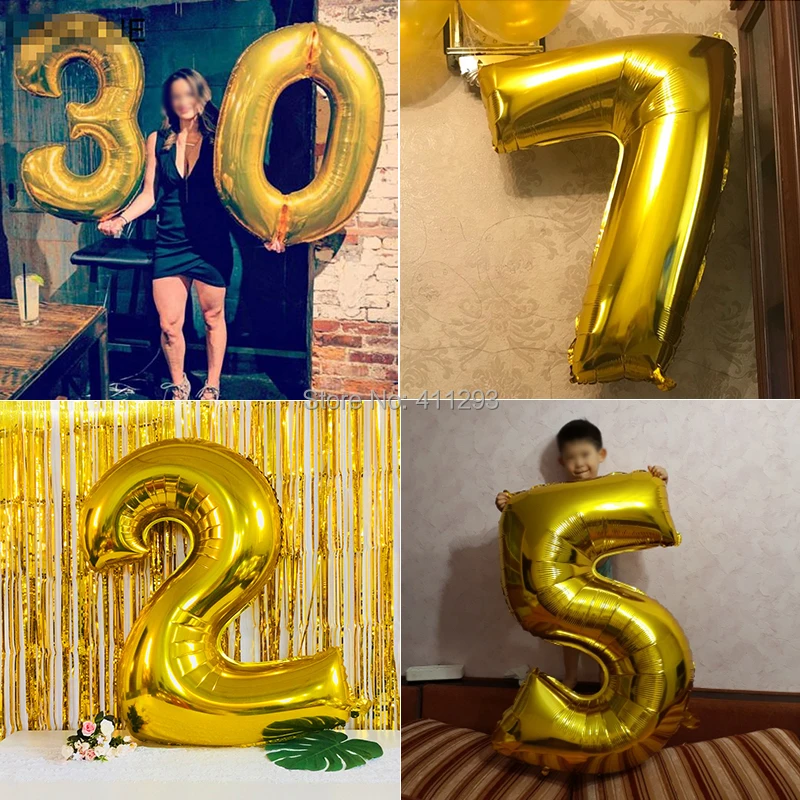40 дюймовые Воздушные шары 0/1/2/3/4/5/6/7/8/9 воздушные в форме цифр 18 30th большие розовые