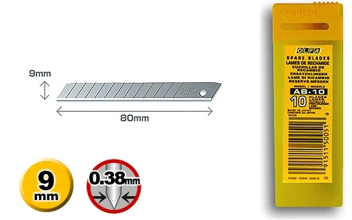 OLFA 9mm Precision Blades (Pack of 10) (AB-10B)