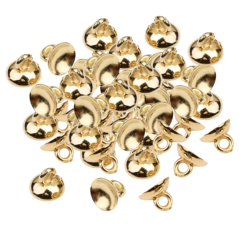 200 Pieces Plastic Half Round Bell Shape Beads Cap Pendant End Caps with Loop Jewelry Making Findings