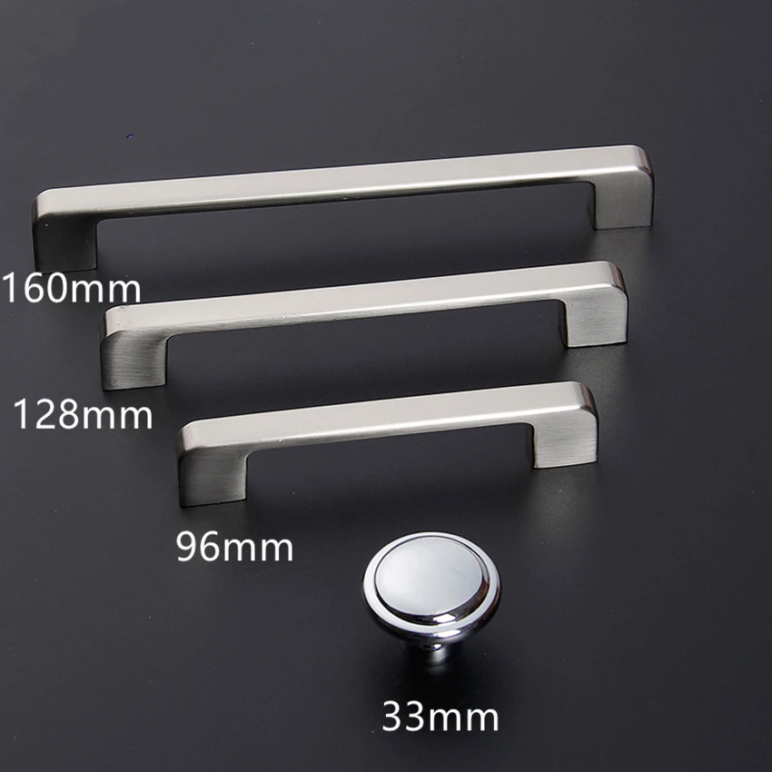96128160 Modern Simple Furniture Handle Silver Chrome Kitchen Cabinet Drawer Pull Knob Stainless Steel Dresser Handle 5 6 3 Drawer Pulls Knobs Furniture Handle Silverfurniture Handle Aliexpress