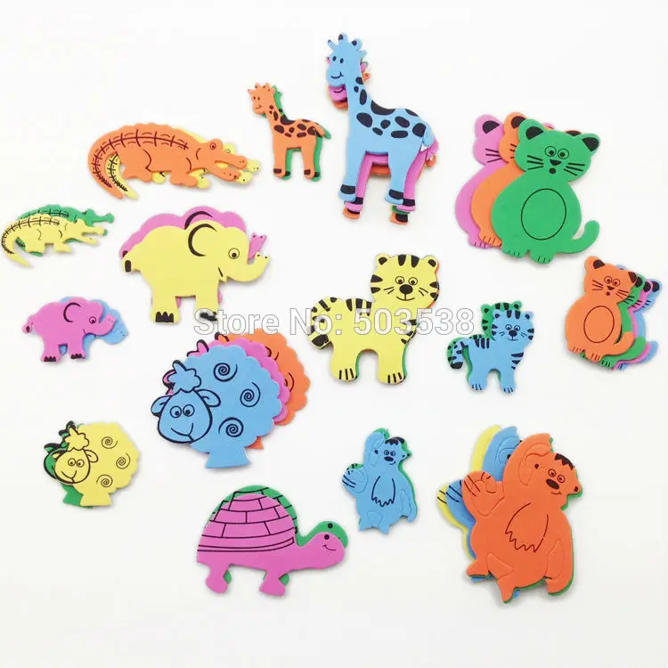 80PCS/LOT.MIxed cute animals foam stickers,Kids DIY toy.Scrapbooking kit.Early educational toys
