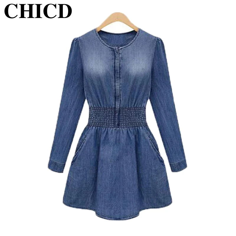 CHIC D Hot Sale Spring Autumn Women Plus Size Jeans Denim Dress Long ... CHICD Hot Sale Spring Autumn Women Plus Size Jeans Denim Dress Long ...