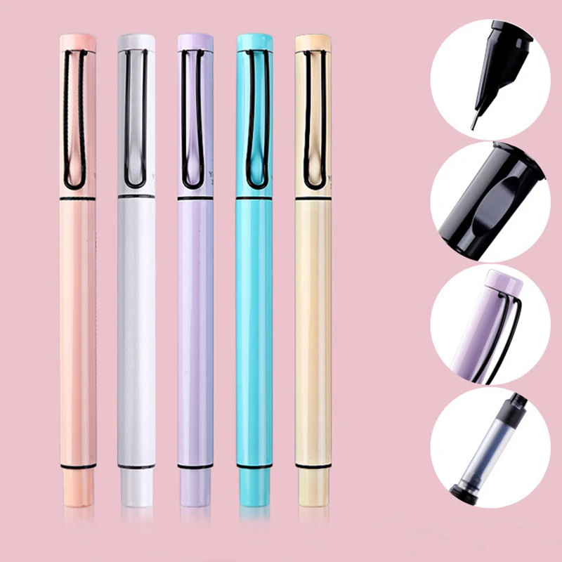 

10Colors High quality YDNZC Signature Metal Fountain pen Practise calligraphy pen 0.5mm Iraurita NIB School Work Gift stationery