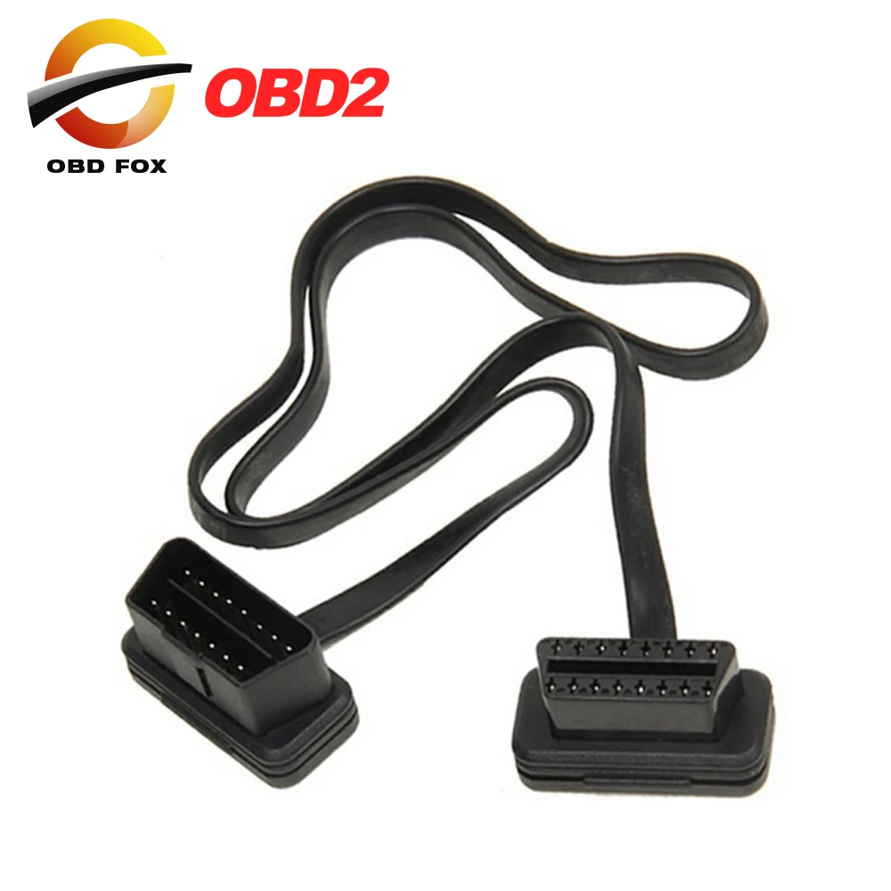 Плоский тонкий как лапша OBDII OBD2 16Pin ELM327 мужчина к женскому локоть расширение OBD 2