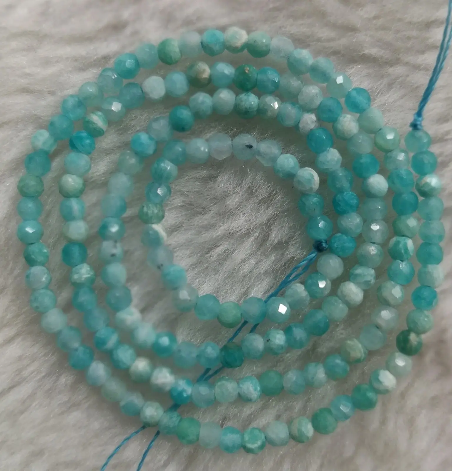 

3mm Natural Brazil Amazonite Faceted Round Loose Beads 15"