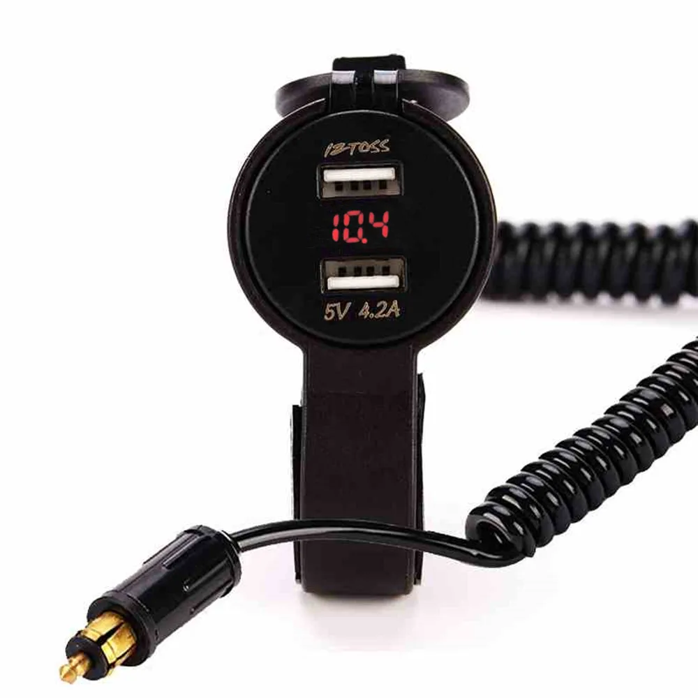 

Fit for BMW Motorcycle handlebar DIN plug Hella Socket Dual USB Charger 4.2A with LED vlot meter for Phone tablets