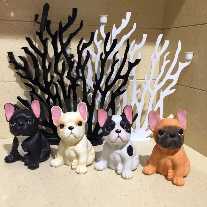 

4 Colors Creative Personality French Bulldog Imitation Cute Dog Living Room Cabinet Ornaments Family Decorative Resin Crafts
