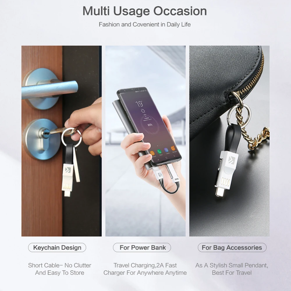 1 шт. type C Micro Lighting 3 в 1 Мини USB кабель синхронизации данных зарядное устройство Быстрая зарядка кабель брелок для iPhone iPod
