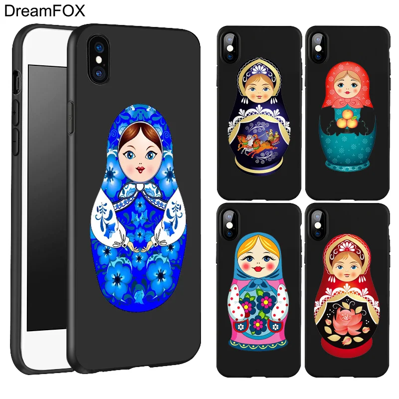 DREAMFOX L083 Russian Doll Black Soft TPU Silicone Case Cover For Apple iPhone 11 Pro XR XS Max X 8 7 6 6S Plus 5 5S 5G SE |