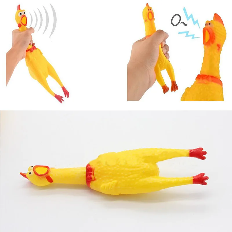 1 Pc New Personality Chic Cute Screaming Chicken Pet Dog Cat Toys Squeaker Rubber Yellow Color