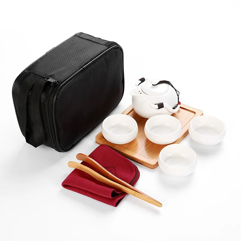 LIYIMENG Ceramic Teapot & Tea Cup for Kung Fu Puer Chinese Tea Pot Travel Portable Tea Set DrinkwareB9