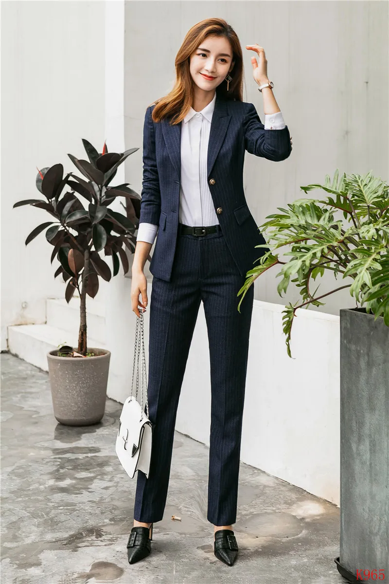 

2019 Spring Summer Formal Elegant Women's Ladies Blazer Women Business Suits Pant and Jacket Sets Work Wear Office Uniform OL