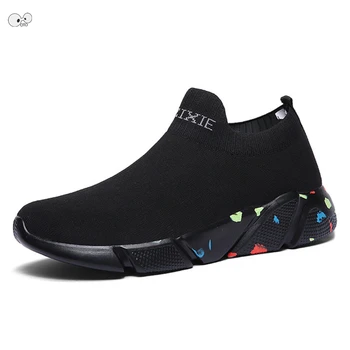

Breathable Fly Weave Couples Running Shoes 2019 New Women Men Unisex Sneakers Outdoor Sport Walking Jogging Footwear Sock Boots