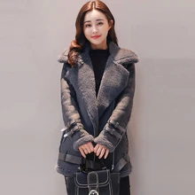 Толстая зимняя замшевая короткая женская куртка из овечьей шерсти, теплая женская кожаная куртка с пряжкой, пальто, парка QH1233