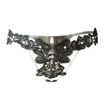 

2 Pieces/ Lot Tangas Women Sexy White Black Lace Panties Hollow Out Low Waist Beading Erotic Hollow Out Women String P5078