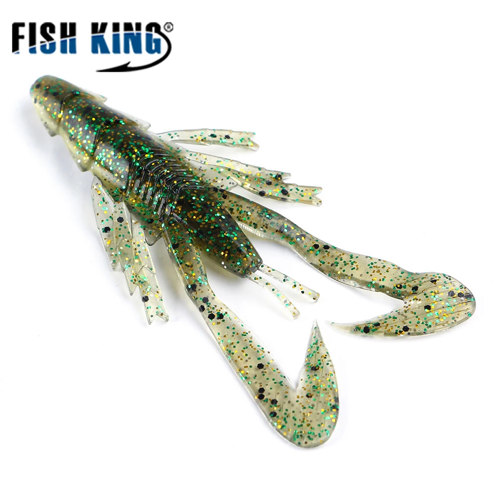 

FISH KING Fishing Lure Fake Shrimp Soft Body Lure Bass Fishing Tackle 5pcs Wobbler Crawfish Attraction Swim Bait Insect Lure HA0