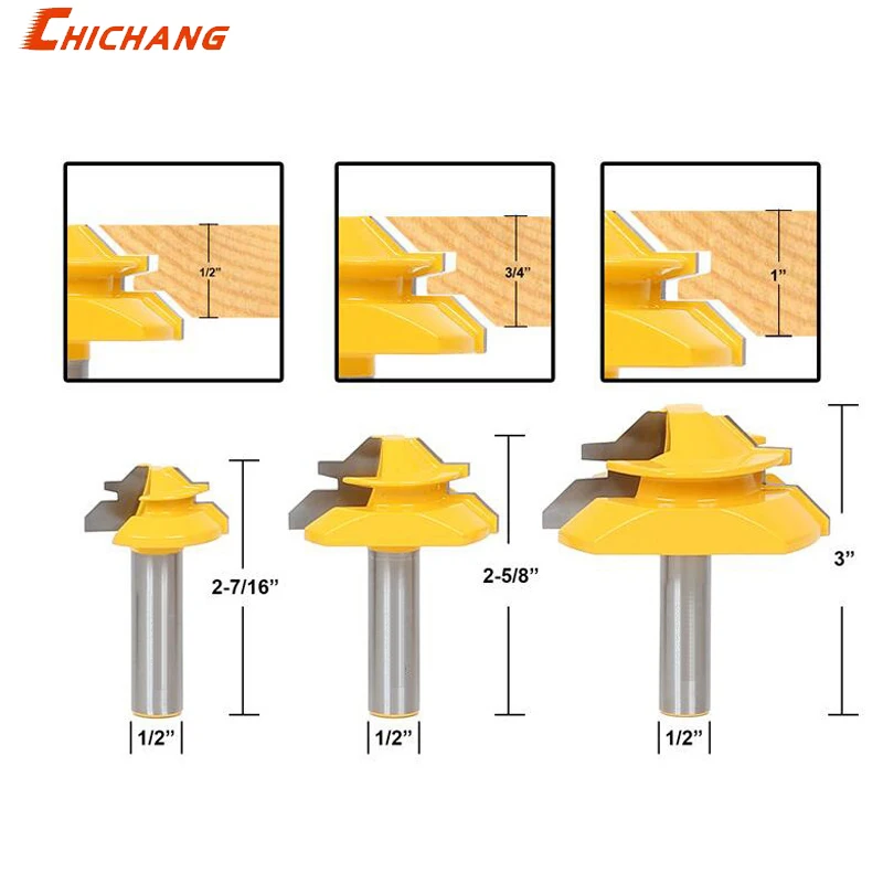 

1pcs Lock Miter Router Bit Milling Cutters 45 Degree Carbide Wood Cutter 3/4" Stock For Carpenter Woodworking Tools