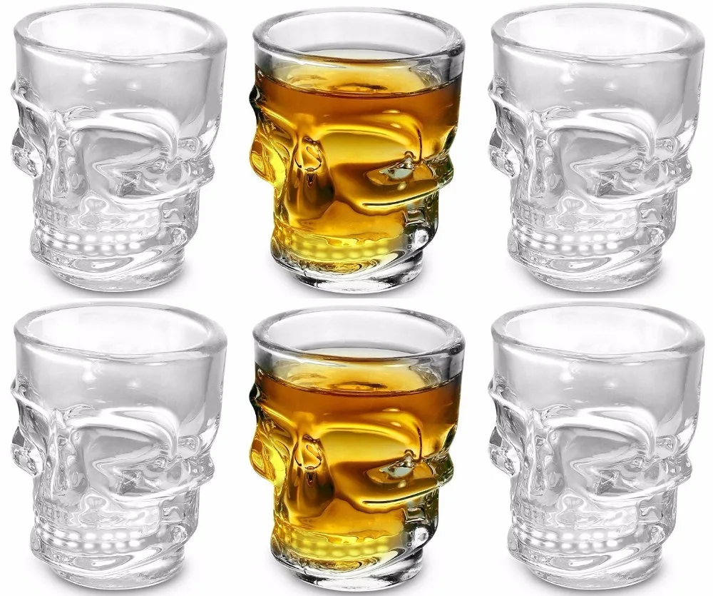 

Free Shipping 6PCS 45ml Skull Shot Glasses, Set of 6, 1.5 oz, Clear