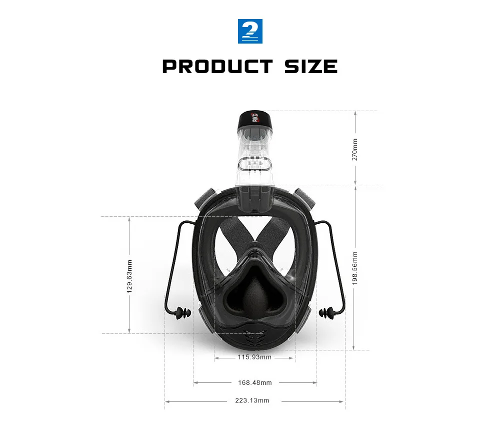 RKD 2nd Generation One-piece Gasbag Snorkeling Mask