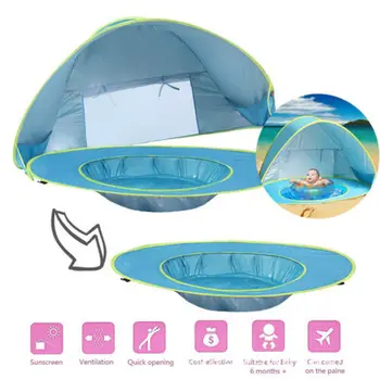 

Baby Beach Tent Up Portable Shade Pool UV Protection Sun Shelter For Infant Blue Baby Pool Beach Tent Mosquito Net